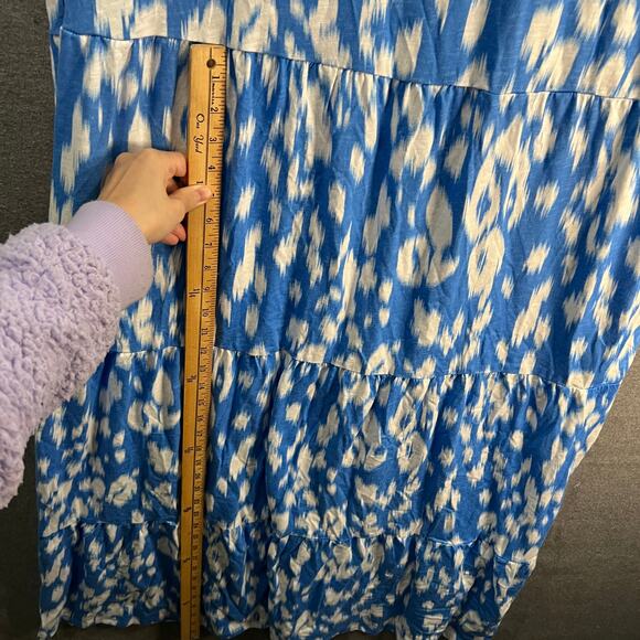Denim & Co. Beach Tall Printed Knit Linen Blend Midi Dress Blue Ikat Tall XL - Picture 9 of 16